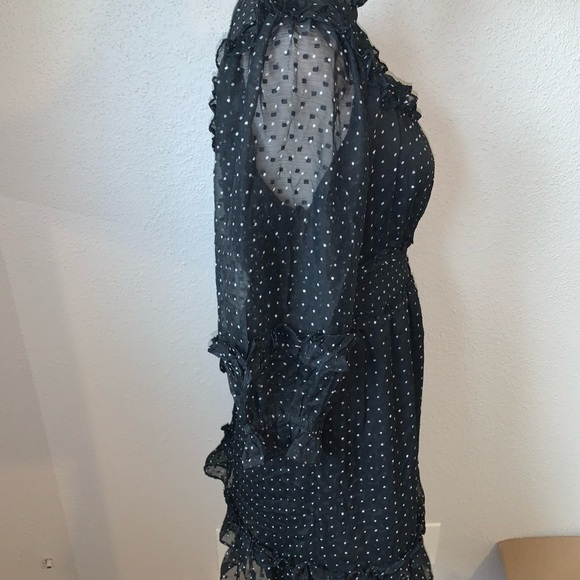 Walter Baker Black Polka Dot Ruffle Mini Dress Size Small - Picture 3 of 8